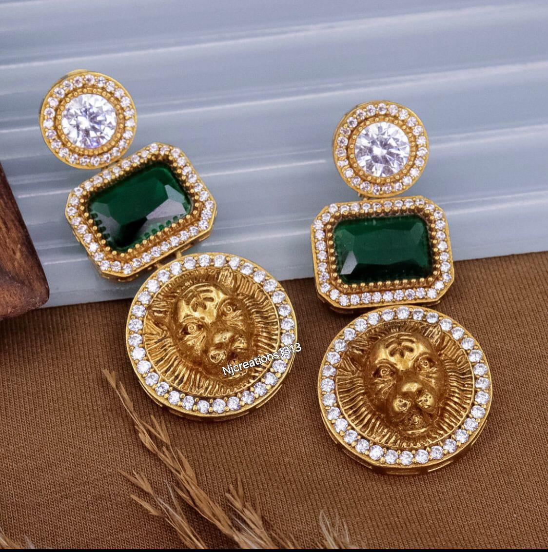 Sabya Inspired AD Earrings in Green