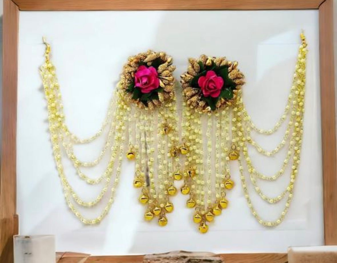 Artificial Flower Haldi Earrings with Sahare