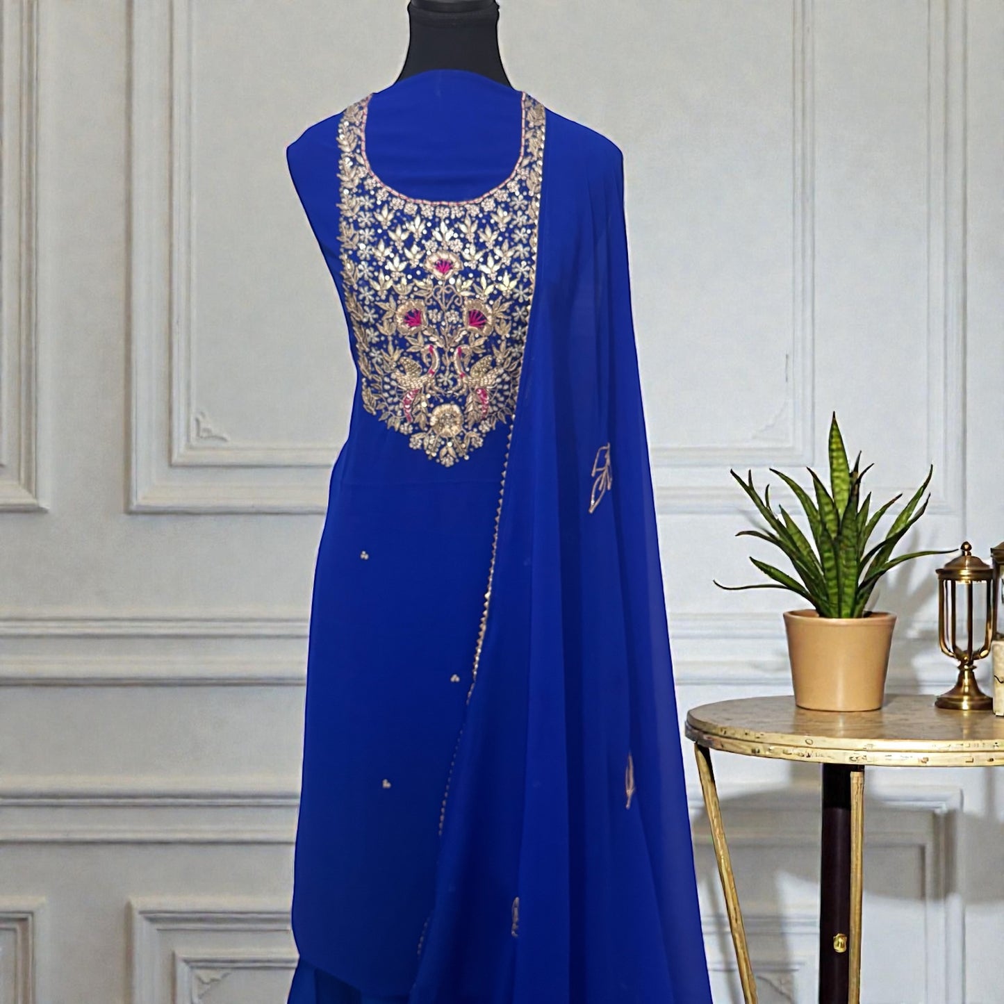 Georgette blue Unstitched suit
