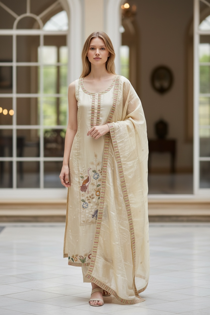 Baige unstitched suit