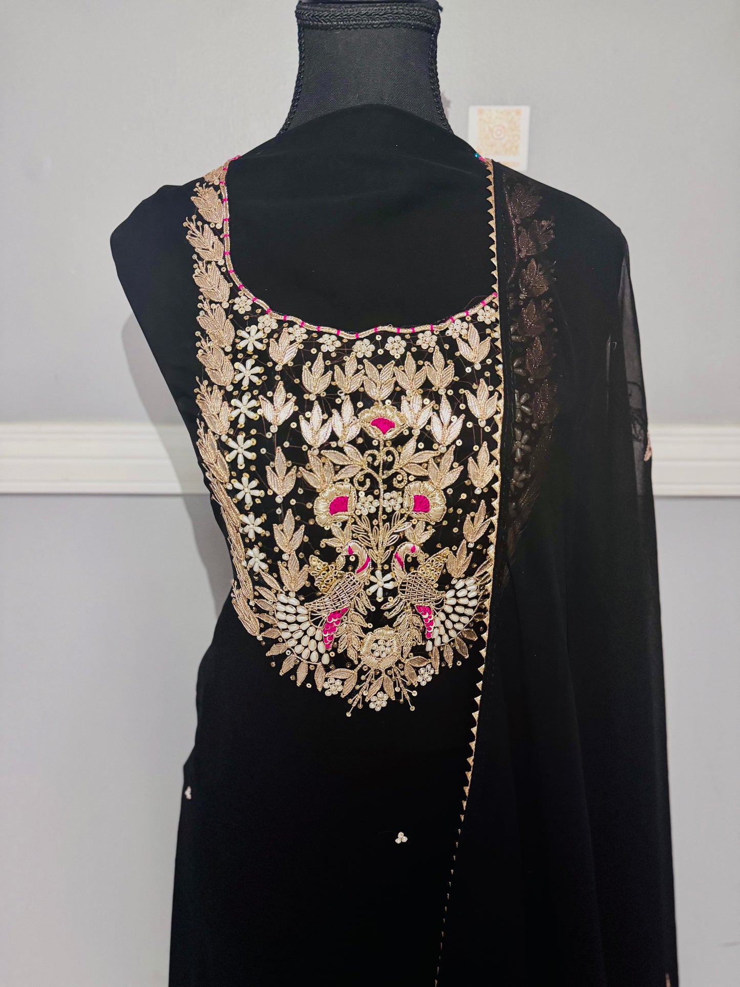 Georgette Black Unstitched Suit