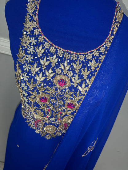 Georgette blue Unstitched suit