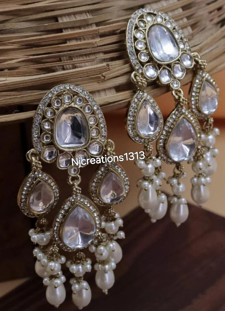 Kundan Chand Bali Detailed with Pearls