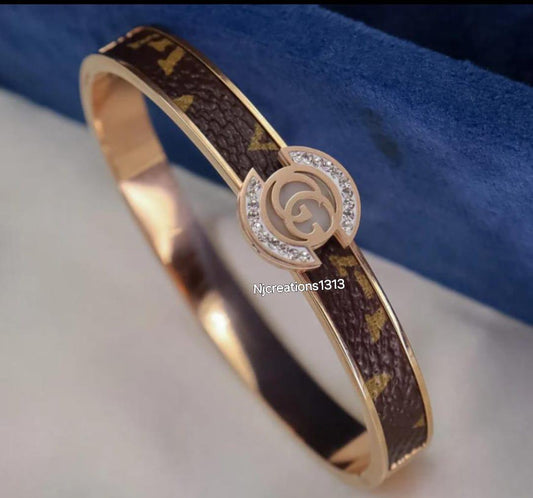 Gucci Stainless Steel Adjustable Bangle Kada Decorated with Stones