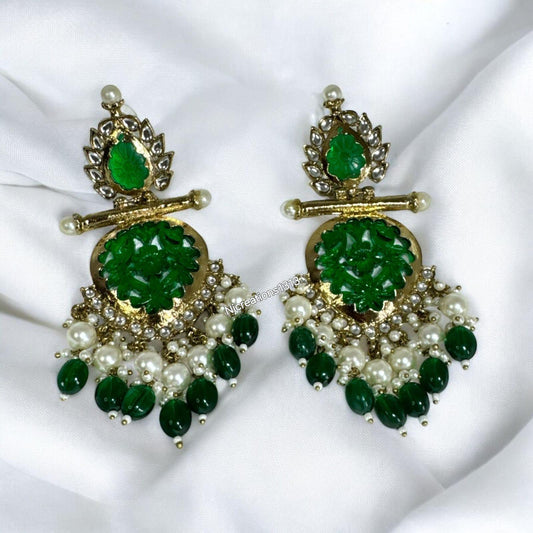 Statement Chand Bali in Green