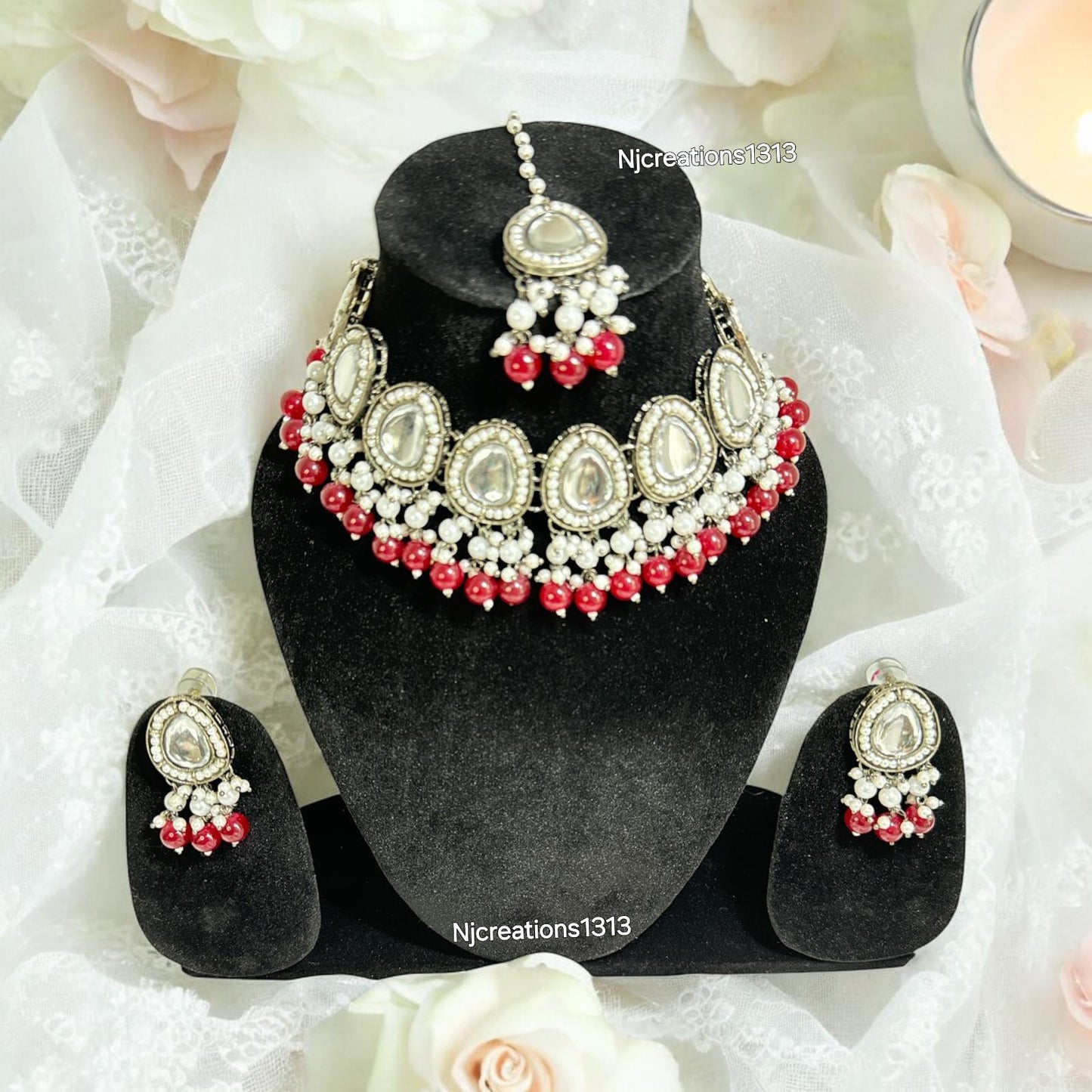 Black Polish Kundan Choker Set