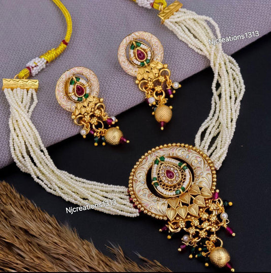 Gold Look Rajwadi Necklace