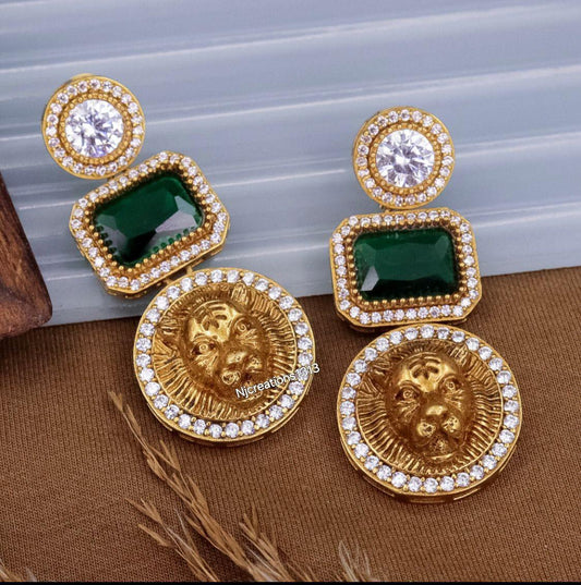 Sabya Inspired AD Earrings in Green