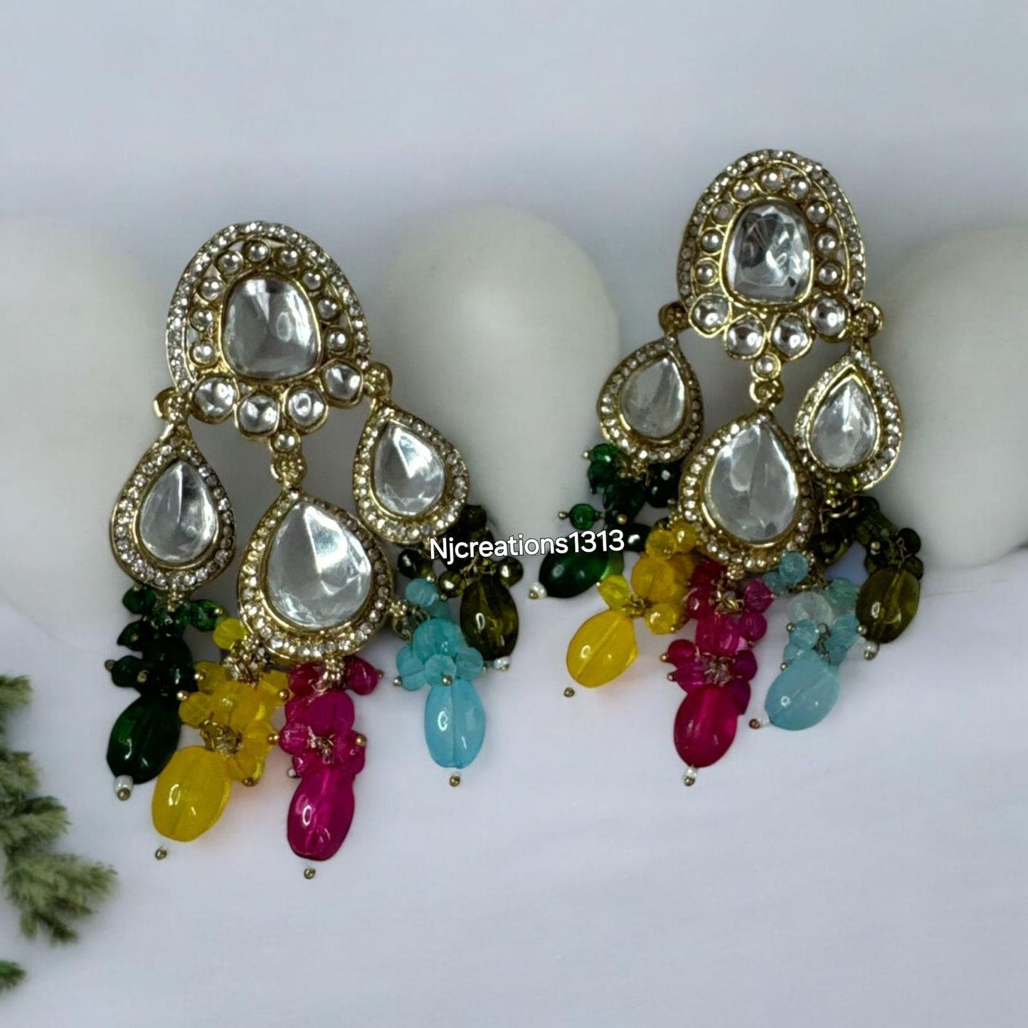 Kundan Chand Bali In Multi Color
