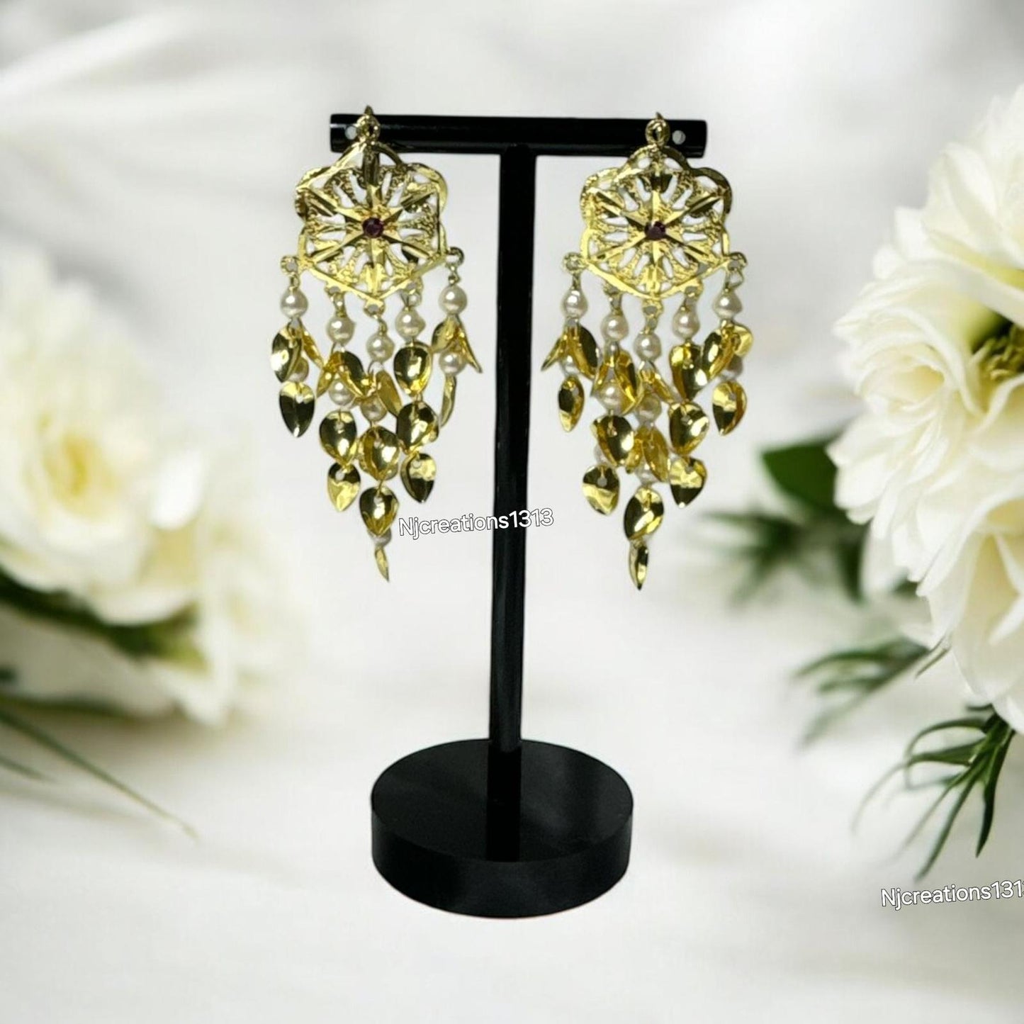 Gold Look Pippal Patti Earrings