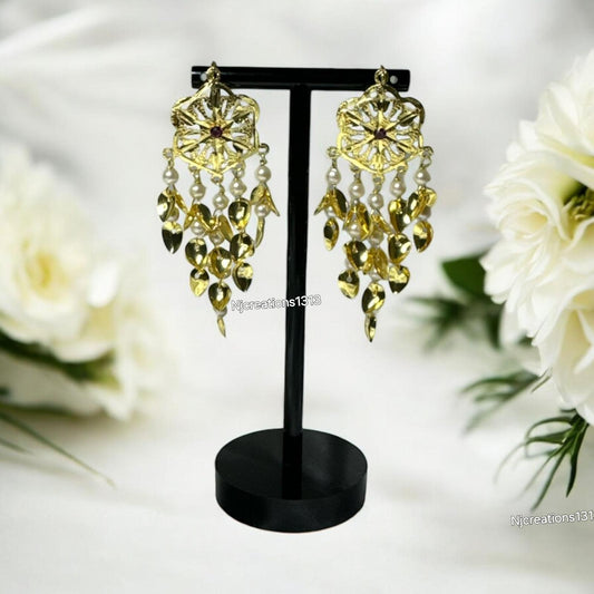 Gold Look Pippal Patti Earrings