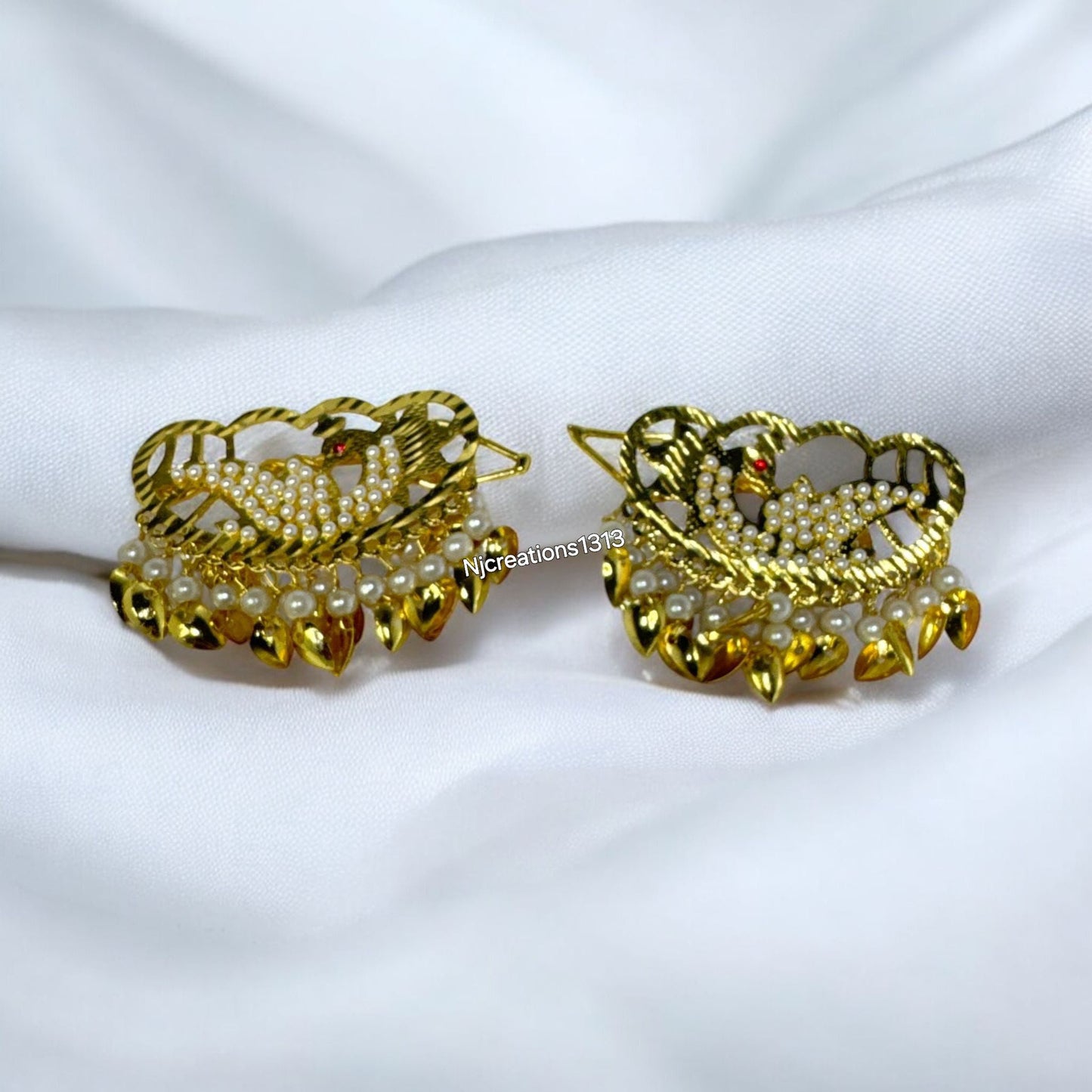 Gold Look Antique Punjabi Hair Pins Detailed with  Pippal Patti