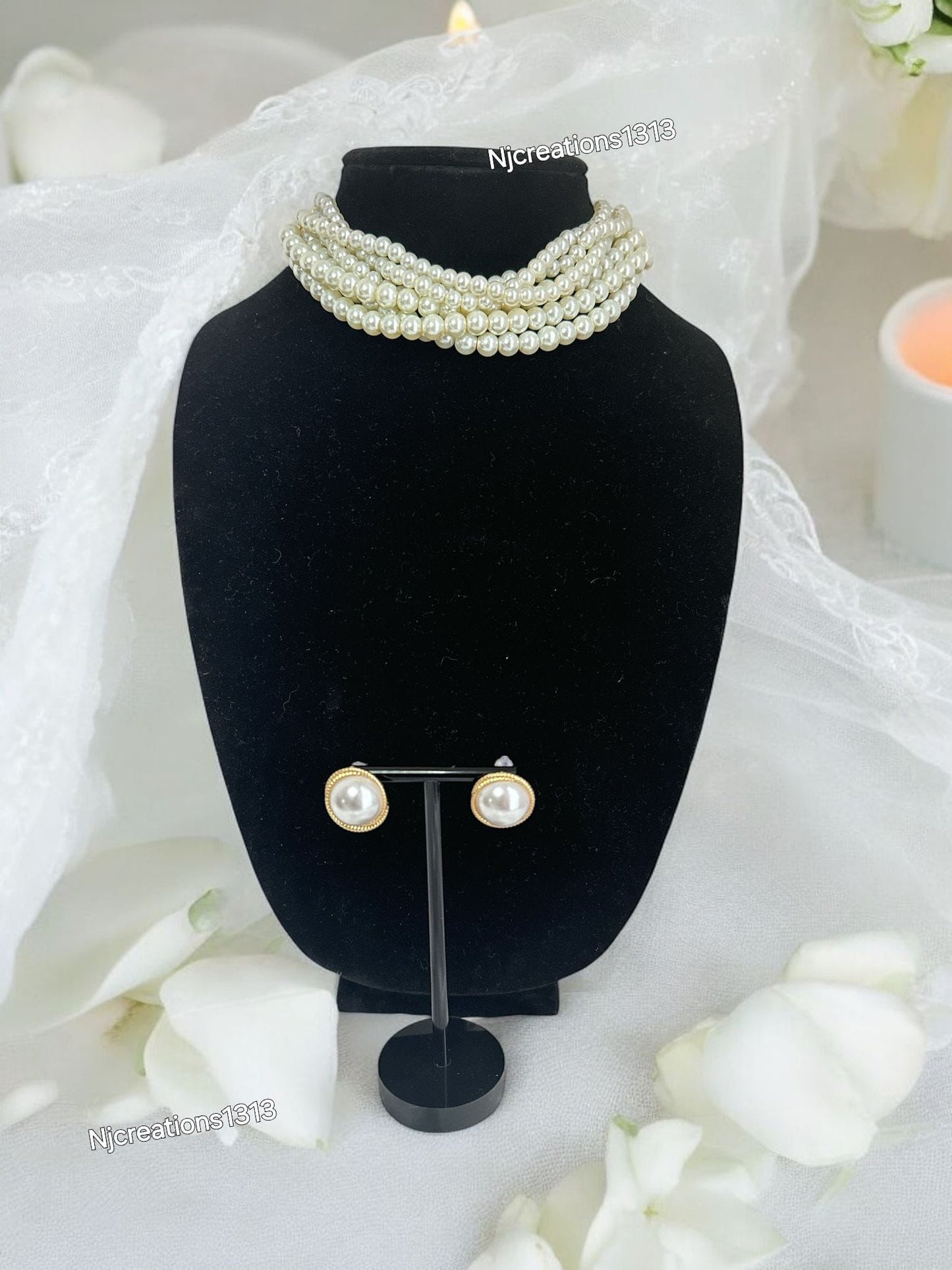 Pearl Choker with Studs