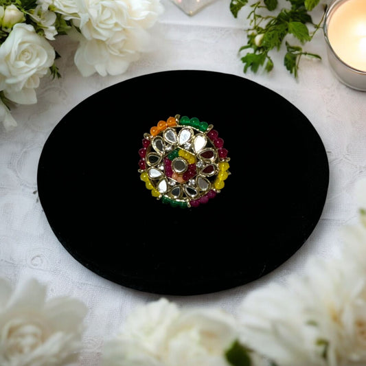 Adjustable Multi Color Ring in Gold Look