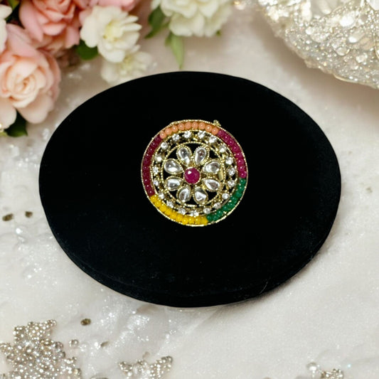 Adjustable Multi Color Ring in Gold Look