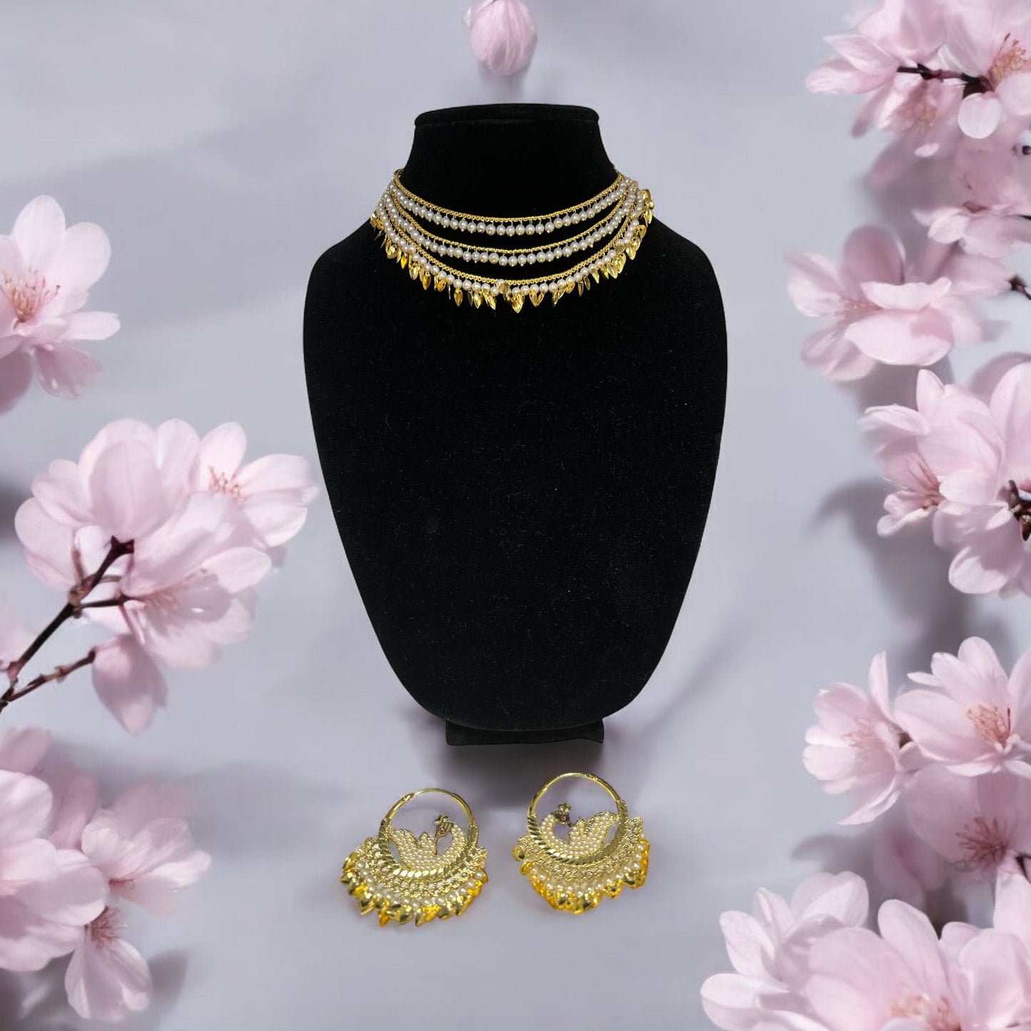 Gold Look Layered Neckline With Morni Jadau Bali's