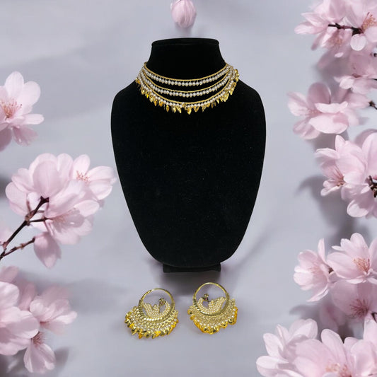 Gold Look Layered Neckline With Morni Jadau Bali's