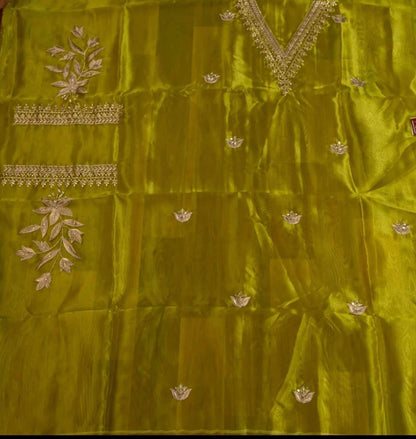 Glass Tissue Suit with Beautiful Tilla Work