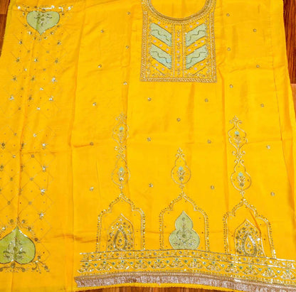 Pure Silk with Organza Dupatta Yellow