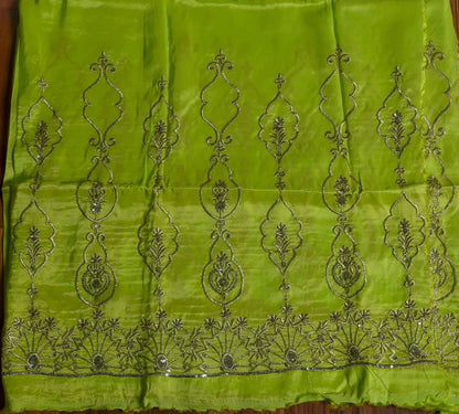 Pure Silk with Organza Dupatta Parrot Green