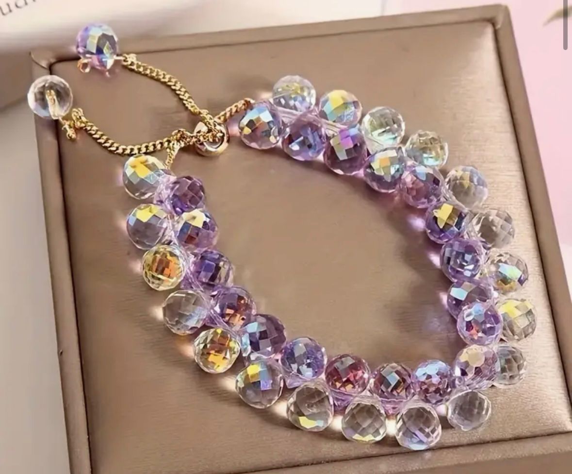 Crystal Beads Bracelet (Purple & Pink Shade)