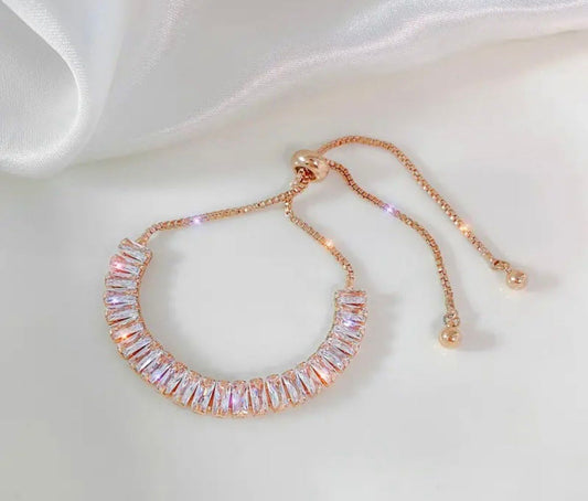 Adjustable Zirconia Bracelet (Rose Gold)