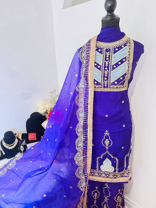 Pure Silk with Organza Dupatta Purple