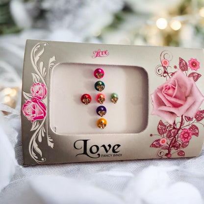 Round Colorful Bindis small pack Defined with Stones