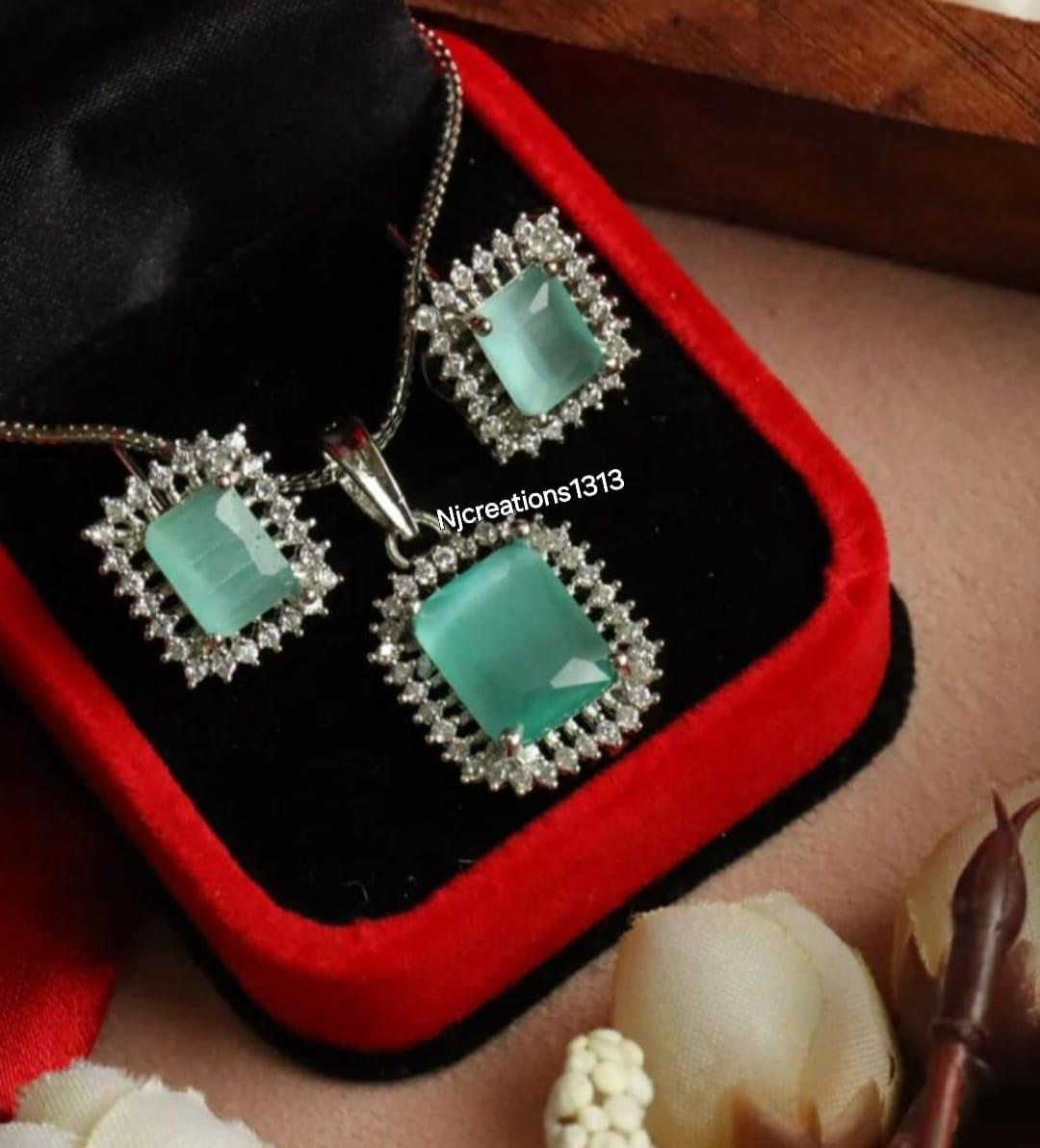 Turquoise Necklace in AD defined with Stones