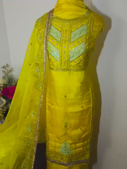 Pure Silk with Organza Dupatta Yellow